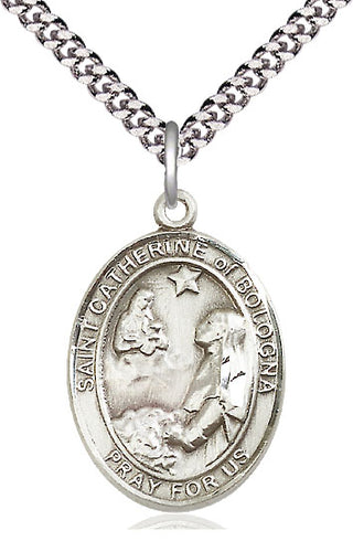 Pewter Saint Catherine of Bologna Medal Catholic Jewelry Engraved Catholic Saint Jewelry