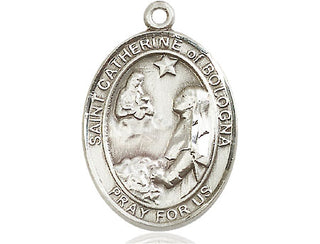 Pewter Saint Catherine of Bologna Medal Engraved Catholic Saint Jewelry
