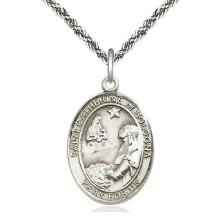 Sterling Silver Saint Catherine of Bologna Medal Catholic Jewelry Engraved Catholic Saint Jewelry