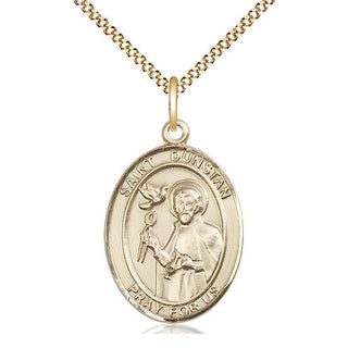 14kt Gold Filled Saint Dunstan Medal Catholic Jewelry Engraved Catholic Saint Jewelry
