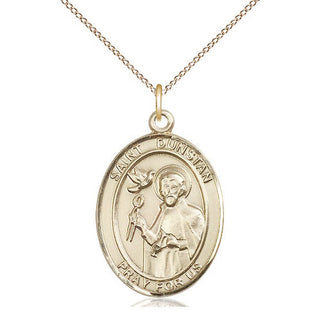 14kt Gold Filled Saint Dunstan Medal Catholic Jewelry Engraved Catholic Saint Jewelry