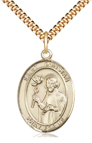 14kt Gold Filled Saint Dunstan Medal Catholic Jewelry Engraved Catholic Saint Jewelry