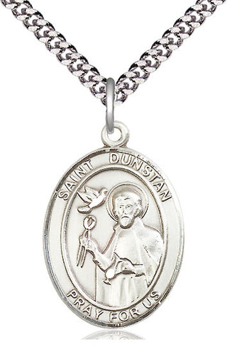 Pewter Saint Dunstan Medal Catholic Jewelry Engraved Catholic Saint Jewelry