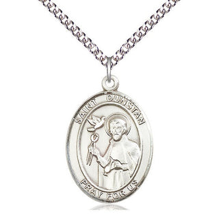 Sterling Silver Saint Dunstan Medal Catholic Jewelry Engraved Catholic Saint Jewelry