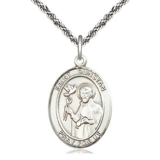 Sterling Silver Saint Dunstan Medal Catholic Jewelry Engraved Catholic Saint Jewelry