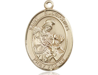 14kt Gold Filled Saint Eustachius Medal Engraved Catholic Saint Jewelry