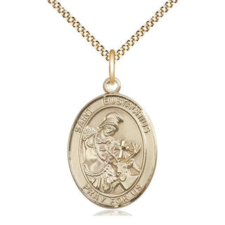 14kt Gold Filled Saint Eustachius Medal Catholic Jewelry Engraved Catholic Saint Jewelry