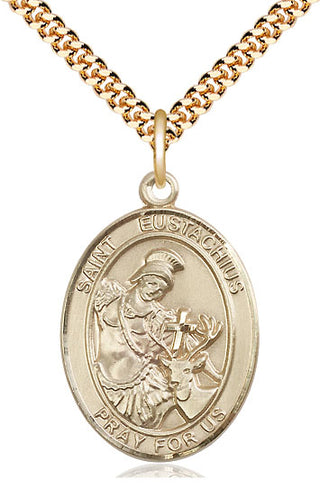 14kt Gold Filled Saint Eustachius Medal Catholic Jewelry Engraved Catholic Saint Jewelry