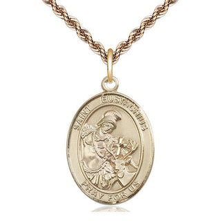 14kt Gold Filled Saint Eustachius Medal Catholic Jewelry Engraved Catholic Saint Jewelry