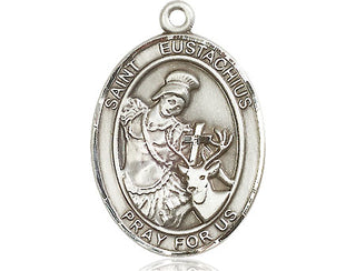 Sterling Silver Saint Eustachius Medal Catholic Jewelry Engraved Catholic Saint Jewelry