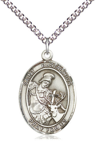 Sterling Silver Saint Eustachius Medal Catholic Jewelry Engraved Catholic Saint Jewelry