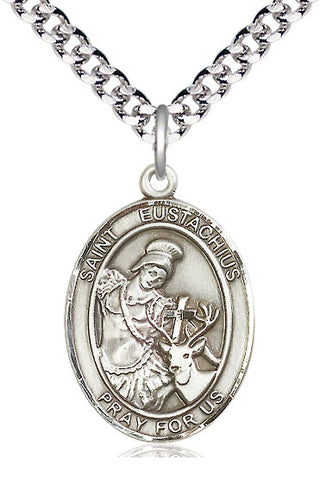 Sterling Silver Saint Eustachius Medal Catholic Jewelry Engraved Catholic Saint Jewelry