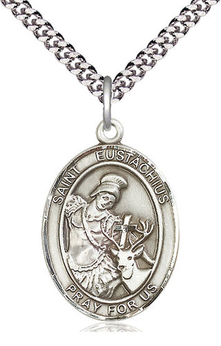 Sterling Silver Saint Eustachius Medal Catholic Jewelry Engraved Catholic Saint Jewelry