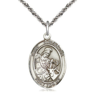 Sterling Silver Saint Eustachius Medal Catholic Jewelry Engraved Catholic Saint Jewelry