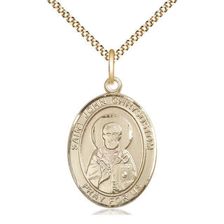 14kt Gold Filled Saint John Chrysostom Medal Catholic Jewelry Engraved Catholic Saint Jewelry