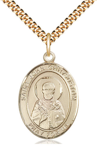14kt Gold Filled Saint John Chrysostom Medal Catholic Jewelry Engraved Catholic Saint Jewelry