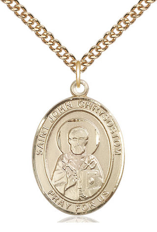 14kt Gold Filled Saint John Chrysostom Medal Catholic Jewelry Engraved Catholic Saint Jewelry