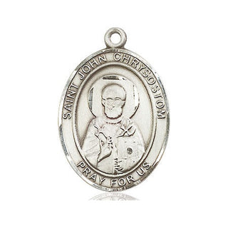 Sterling Silver Saint John Chrysostom Medal Catholic Jewelry Engraved Catholic Saint Jewelry