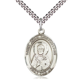 Sterling Silver Saint John Chrysostom Medal Catholic Jewelry Engraved Catholic Saint Jewelry
