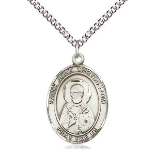 Sterling Silver Saint John Chrysostom Medal Catholic Jewelry Engraved Catholic Saint Jewelry