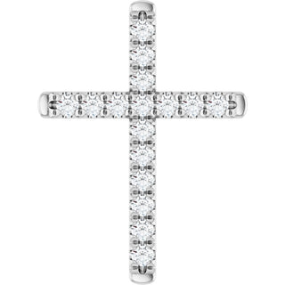 Platinum 1/2 CTW Natural Diamond French-Set Cross Pendant