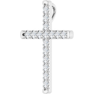 Platinum 1/2 CTW Natural Diamond French-Set Cross Pendant
