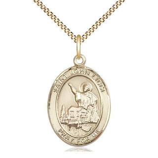 14kt Gold Filled Saint John Licci Medal Catholic Jewelry Engraved Catholic Saint Jewelry