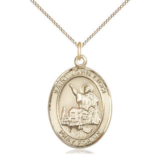 14kt Gold Filled Saint John Licci Medal Catholic Jewelry Engraved Catholic Saint Jewelry