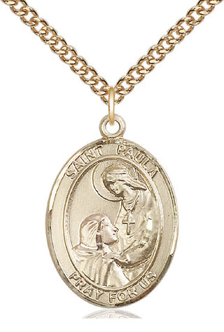14kt Gold Filled Saint Paula Medal Catholic Jewelry Engraved Catholic Saint Jewelry