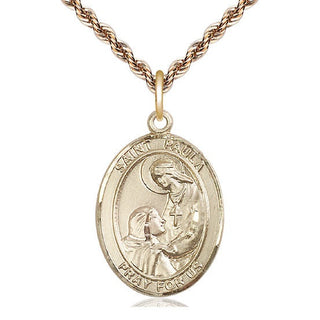 14kt Gold Saint Paula Medal Engraved Catholic Saint Jewelry