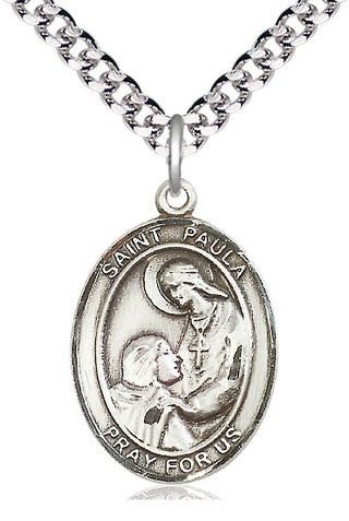 Pewter Saint Paula Medal Catholic Jewelry Engraved Catholic Saint Jewelry