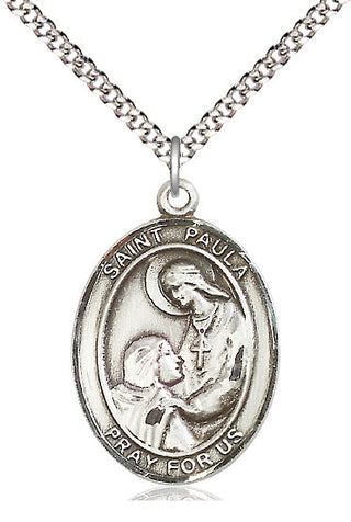 Pewter Saint Paula Medal Catholic Jewelry Engraved Catholic Saint Jewelry