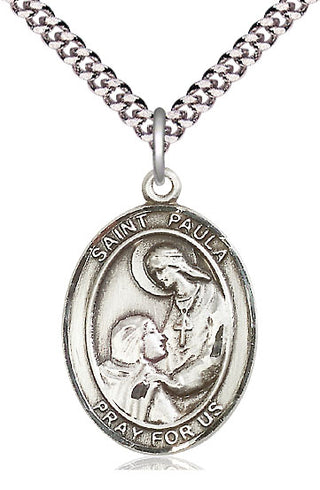 Sterling Silver Saint Paula Medal Catholic Jewelry Engraved Catholic Saint Jewelry