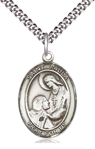 Sterling Silver Saint Paula Medal Catholic Jewelry Engraved Catholic Saint Jewelry