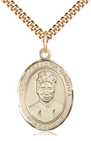 14kt Gold Filled Saint Josephine Bakhita Medal Catholic Jewelry Engraved Catholic Saint Jewelry