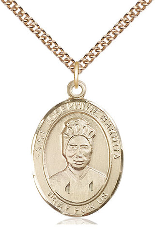 14kt Gold Saint Josephine Bakhita Medal Engraved Catholic Saint Jewelry