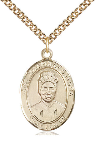 14kt Gold Saint Josephine Bakhita Medal Engraved Catholic Saint Jewelry