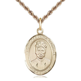 14kt Gold Saint Josephine Bakhita Medal Engraved Catholic Saint Jewelry