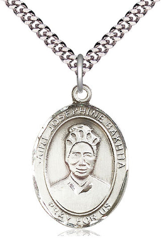 Pewter Saint Josephine Bakhita Medal Catholic Jewelry Engraved Catholic Saint Jewelry