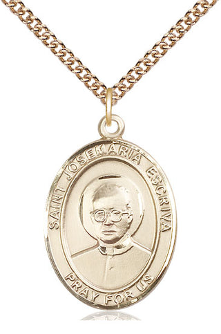 14kt Gold Saint Josemaria Escriva Medal Engraved Catholic Saint Jewelry