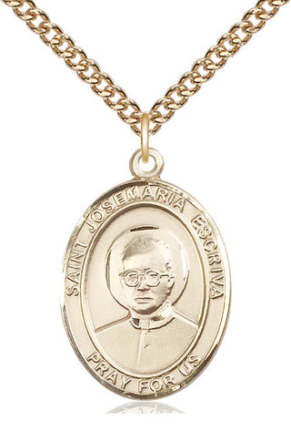 14kt Gold Saint Josemaria Escriva Medal Engraved Catholic Saint Jewelry