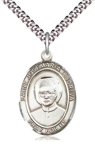 Sterling Silver Saint Josemaria Escriva Medal Catholic Jewelry Engraved Catholic Saint Jewelry