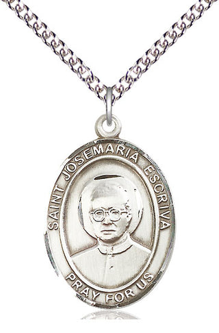 Sterling Silver Saint Josemaria Escriva Medal Catholic Jewelry Engraved Catholic Saint Jewelry