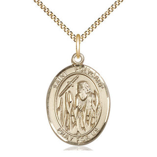 14kt Gold Filled Saint Polycarp of Smyrna Medal Catholic Jewelry Engraved Catholic Saint Jewelry