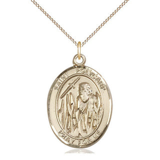 14kt Gold Filled Saint Polycarp of Smyrna Medal Catholic Jewelry Engraved Catholic Saint Jewelry