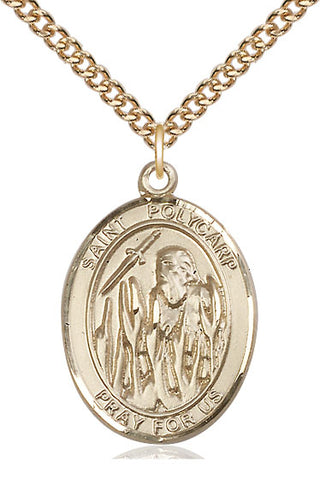 14kt Gold Filled Saint Polycarp of Smyrna Medal Catholic Jewelry Engraved Catholic Saint Jewelry