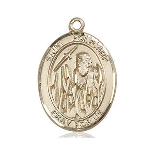 14kt Gold Saint Polycarp of Smyrna Medal Engraved Catholic Saint Jewelry