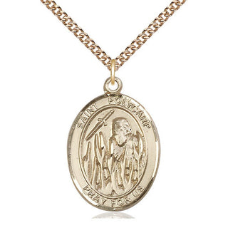 14kt Gold Saint Polycarp of Smyrna Medal Engraved Catholic Saint Jewelry