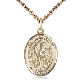14kt Gold Saint Polycarp of Smyrna Medal Engraved Catholic Saint Jewelry