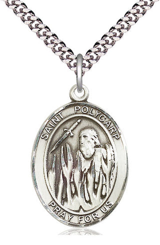 Pewter Saint Polycarp of Smyrna Medal Catholic Jewelry Engraved Catholic Saint Jewelry